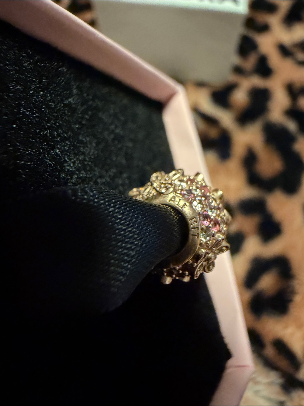 Pandora Gold Floral Charm with Pink Stones - Picture 2 of 3